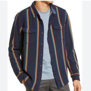 NWT OUTERKNOWN Check Organic Cotton Button-up Shirt In Marine Stripe